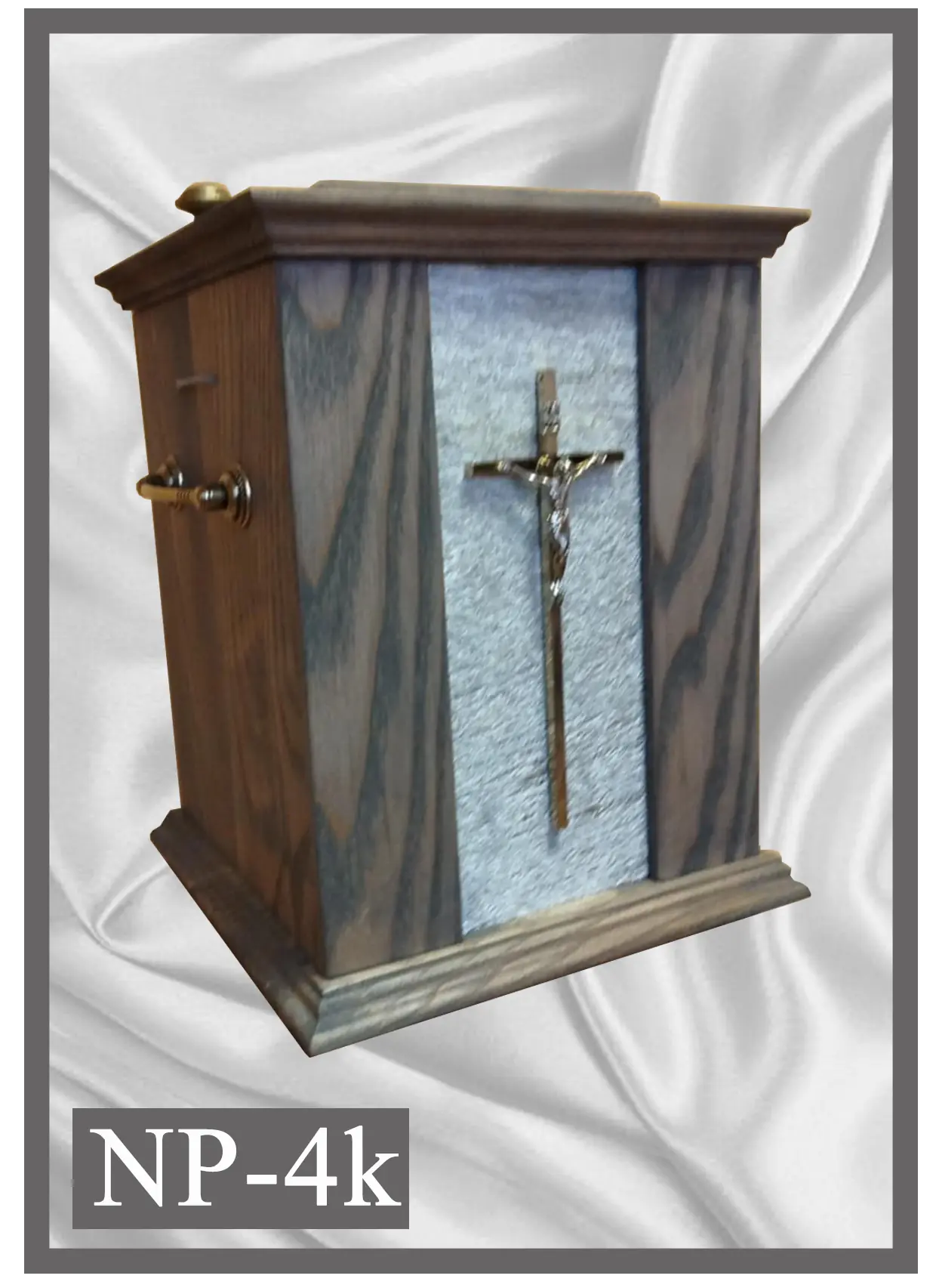 Wooden urn NP4K two-tone design with a cross