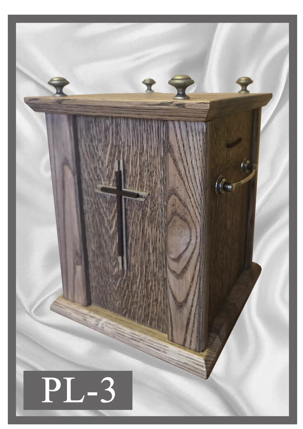 Wooden urn PL3 two-tone wood design with a cross